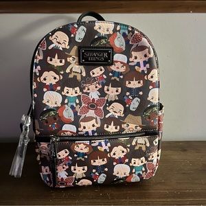 NWT Stranger Things Loungefly Mini Backpack Chibi Characters, New, Rare Print